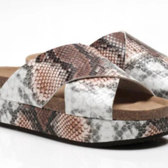 FREE PEOPLE Sidelines Flatform Sandal Slide Sienna Snakeskin size 39(8) NEW - Picture 12 of 13